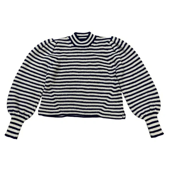 Eleven Six Mia Sweater Ivory Navy Stripe Size Medium - Picture 2 of 7